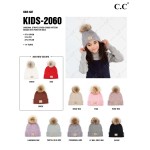 Wholesale c C KIDS Diagonal Stripes Criss Cross Pattern Beanie Pom Kids One Fits