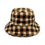 Wholesale do Everything Love Faux Fur Plaid Bucket Hat One Fits Most Lined Bucke