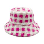 Wholesale do Everything Love Faux Fur Plaid Bucket Hat One Fits Most Lined Bucke