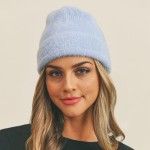 Wholesale fuzzy Solid Color Beanie One Fits Most Acrylic