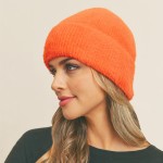 Wholesale fuzzy Solid Color Beanie One Fits Most Acrylic