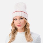 Wholesale ribbed Cuff Beanie Striped Accent One Fits Most Acrylic Polyester Elas