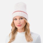 Ribbed Cuff Beanie with Striped Accent.

- One Size Fits Most
- 70% Acrylic / 25% Polyester / 5% Elasstane