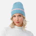 Wholesale ribbed Cuff Beanie Striped Accent One Fits Most Acrylic Polyester Elas