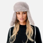 Wholesale metallic Faux Fur Trapper Hat One Fits Most Shell Nylon Lining Faux Fu
