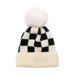 Wholesale do Everything Love Checkered Beanie Pom One Fits Most Acrylic