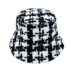 Wholesale fuzzy Plaid Bucket Hat Adjustable Draw String One Fits Most Polyester