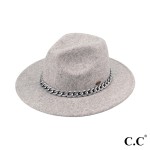 C.C WF-1
Vegan Felt Panama Brim Hat With Lightweight Chain 

- One Size Fits Most (With Adjustable Drawstring Band) 
- Brim Approximately 2.8" 
- 100% Polyester 