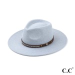 Wholesale c C WF Panama Vegan Felt Hat Leather Trim C C Metal Logo One Fits Most