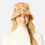 Wholesale fuzzy Faux Fur Animal Tracks Bucket Hat One Fits Most Adjustable Draws