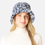 Wholesale faux Fur Leopard Print Bucket Hat One Fits Most Adjustable Drawstring