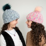 Wholesale kids Mixed Knit Beanie Sequins PomPom Acrylic Nylon Polyester Sequins