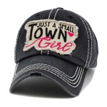 Wholesale vintage Distressed Just Small Town Girl Embroidered Patch Baseball Cap