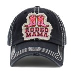 Vintage Distressed "Rodeo Mama" Embroidered Patch Baseball Cap

- One Size Fits Most
- Adjustable Velcro Closure
- 100% Cotton