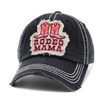 Vintage Distressed "Rodeo Mama" Embroidered Patch Baseball Cap

- One Size Fits Most
- Adjustable Velcro Closure
- 100% Cotton