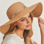 Wholesale sun Hat Beaded Band Natural Stone Detail Leather String Bow One Fits M