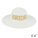 Wholesale c C STC Brim Hat Bride Squad Brim Sun Hat Pearls Rhinestone Glitter Ch