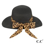 Wholesale c C STH Brim Sunhat Leopard Print Rolled Up Details UPF Adjustable Dra