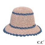 C.C ST-4257
Paper Straw Hand Crochet Clothe Bucket Hat With Scallop Edge Details

- One Size Fits Most
- 100% Paper Straw