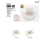 C.C CBC-02 Cowboy Hat
Bride Cowboy Hat With Pearl & Rhinestone Trim Band

- One Size Fits Most (Internal Adjustable Drawstring) 
- Brim Approximately 3.25" L
- 60% Paper/ 40% Polyester 