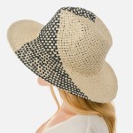 Wholesale woven Straw Sun Hat Diagonal Stripe Detailing Paper One Fits Most Brim