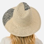 Wholesale woven Straw Sun Hat Diagonal Stripe Detailing Paper One Fits Most Brim