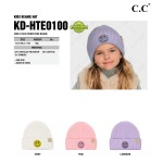 C.C KD-HTE0100
Smile Face Rhinestone Beanie

- One Size (Kids) 
- 52% Recycled Polyester/ 45% Acrylic/ 3% Spandex
