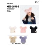 C.C KIDS-2055-S 
Kids Solid Cable Knit Double Pom Beanie.

- One size fits most
- 100% Acrylic 
- POM: 100% Faux Fur