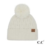 C.C HTE0019
Lurex Cable Pom Beanie 

- One Size Fits Most
- Metallic Details (Lurex Fabric) 
- 47% Ryon, 31% Polyester, 22% Nylon
