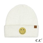 C.C HTE0100 
Happy Face Rhinestone Beanie

- One Size 
- 52% Recycled Polyester/ 45% Acrylic/ 3% Spandex