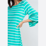 Wholesale women s Striped Ruffle Sleeve Dress sleeves ruffled cuffs Round neckli