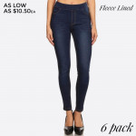 Wholesale fleece lined denim skinny jeggings fit Composition Cotton Polyester Sp