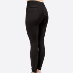 Wholesale solid black moto leggings rippled knee details pull styling Raylon Pol