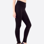 Wholesale solid black moto leggings rippled knee details pull styling Raylon Pol