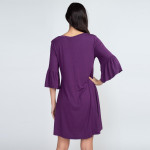 Wholesale women s solid peplum sleeve dress o sleeves peplum cuffs o Roundneck o