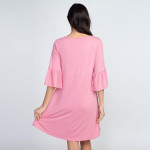 Wholesale women s solid peplum sleeve dress o sleeves peplum cuffs o Roundneck o