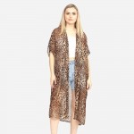 Wholesale brown animal print kimono dimensions polyester