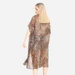 Wholesale brown animal print kimono dimensions polyester