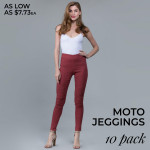 Wholesale junior jeggings Moto construction back pockets elastic waistband wove