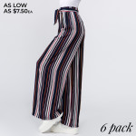 Wholesale gorgeous striped ladies rayon challis paper bag pants fabric waistband