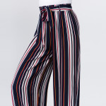Wholesale gorgeous striped ladies rayon challis paper bag pants fabric waistband