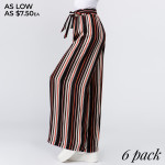 Wholesale gorgeous striped ladies rayon challis paper bag pants fabric waistband