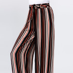 Wholesale gorgeous striped ladies rayon challis paper bag pants fabric waistband