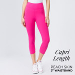 Wholesale mix brand solid seamless peach skin capri leggings rise waistband Ins