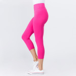 Wholesale mix brand solid seamless peach skin capri leggings rise waistband Ins