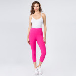 Wholesale mix brand solid seamless peach skin capri leggings rise waistband Ins