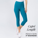 Wholesale mix brand solid seamless peach skin capri leggings rise waistband Ins