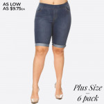 Wholesale plus women s classic Bermuda shorts Super stretchy Pull up Denim shade