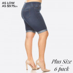 Wholesale plus women s classic Bermuda shorts Super stretchy Pull up Denim shade