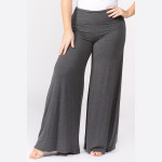 Wholesale solid charcoal plus palazzo pants waist pull styling Inseam Breakdown